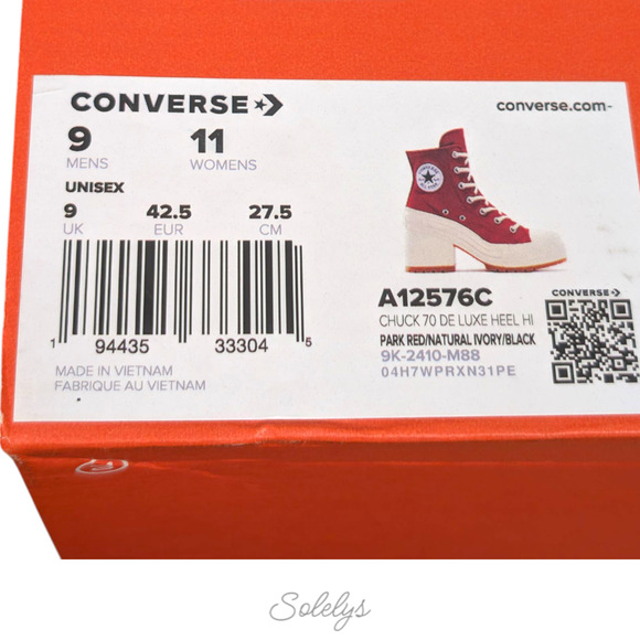 Converse Chuck 70 De Luxe Heel Platform Park Red Sneaker Boot Womens 11 NEW - Picture 7 of 11